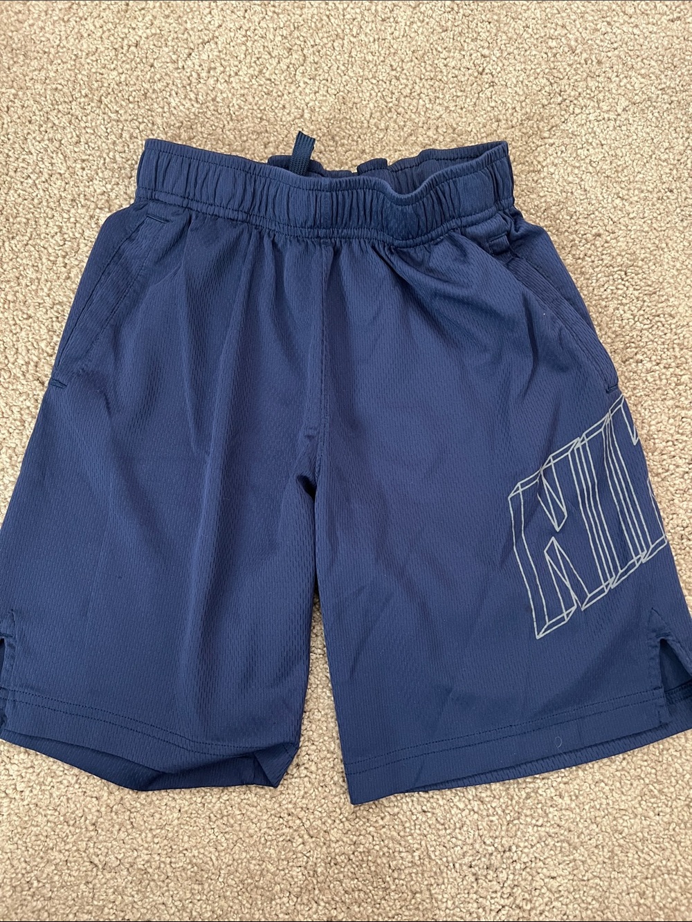 Nike boys Navy Blue Athletic Shorts with Side Logo